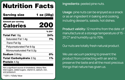 Pine Nuts, Wildly Sourced, 35.3 oz. / 1000 gr vacuum bag